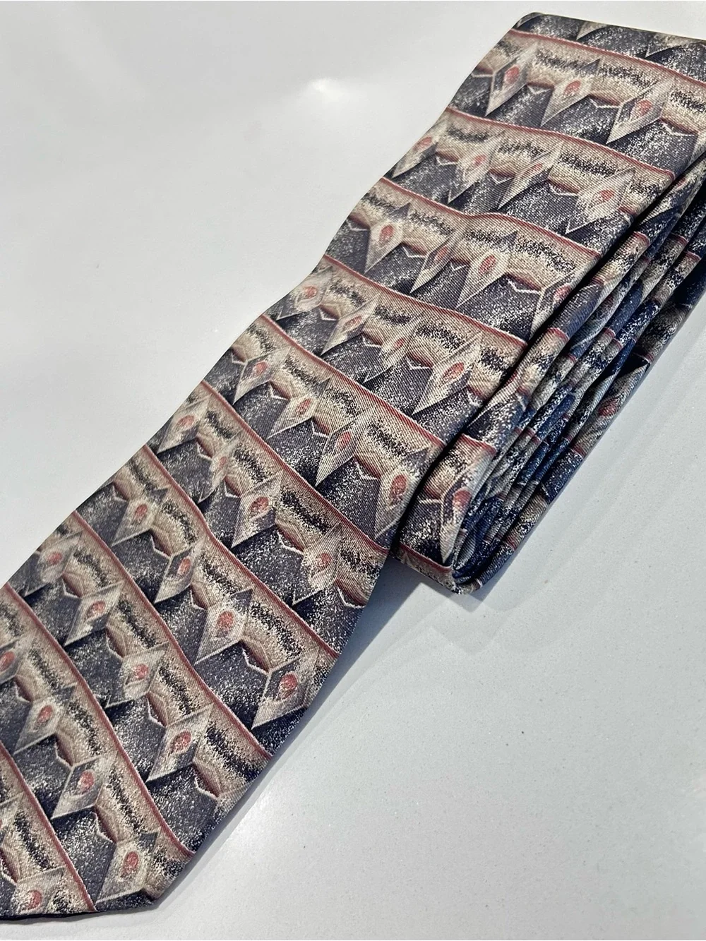 Vintage Barrington Mens 100% Silk Tie Geometric Abstract Made USA Necktie
